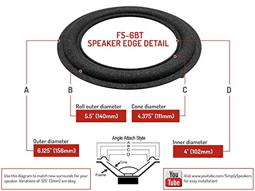 JL Audio 6W0 6 Inch Foam Speaker Repair Kit FSK-6bt (Pair)