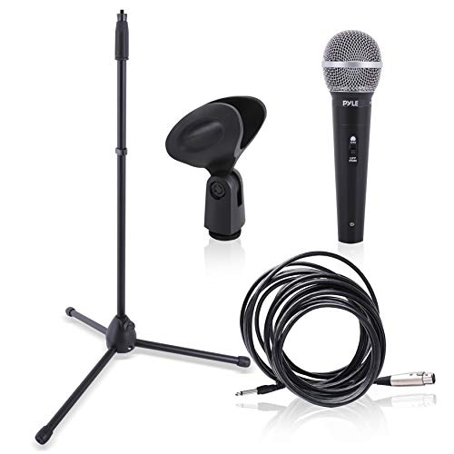 Professional Handheld Dynamic Microphone Kit - Unidirectional Vocal Wired Microphone w/Carry Bag, Metal Mic Stand, Holder/Clip & 16.4ft XLR Audio