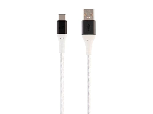 Monoprice USB 2.0 Type-C to Type-A Charge & Sync Cable - Kevlar/Nylon-Braid, 3 Feet, White - AtlasFlex Series