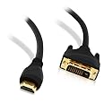 25 Ft HDMI to DVI Cable, GearIT HDMI to DVI 25 FT High Resolution 1080P CL2 Rated High Speed Bi-Directional HDMI to DVI Cable, Black