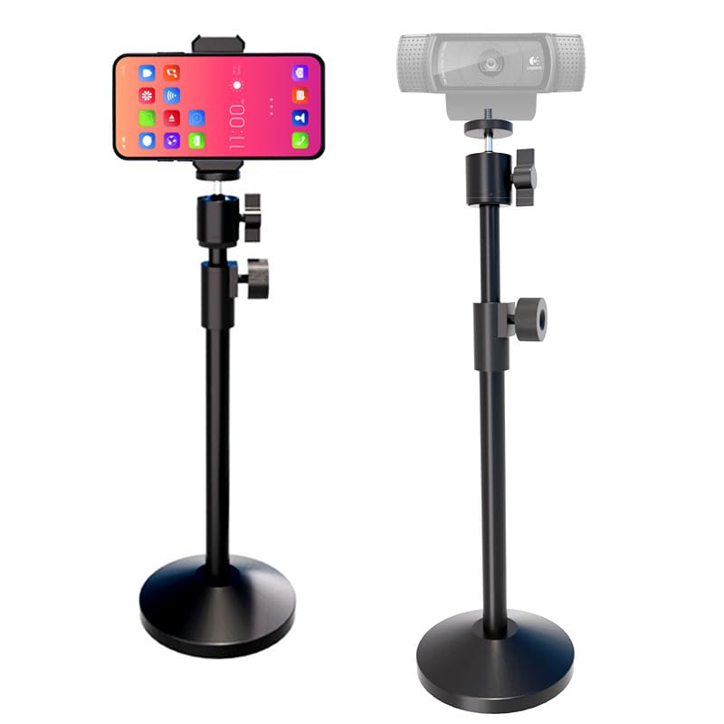 Webcam Stand with Phone Holder, Extendable Desktops Tripod Camera Stand Mount for Logitech Webcam C922 C930e C920S C920 C615 C960 C920x BRIO 4K NexiGo