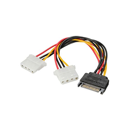 axGear SATA Power 15 pin to Dual 4-pin Molex Conncetor Y Splitter Cable Cord