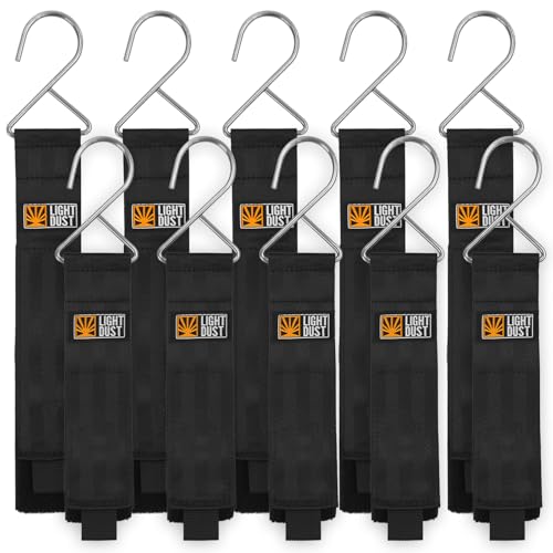 Hanging Extension Cord Holder - Storage Wrap Straps with Metal Hooks 10Pack 15" 22" Heavy Duty Garage Organizer Tool Hangers - Garden Hose Power