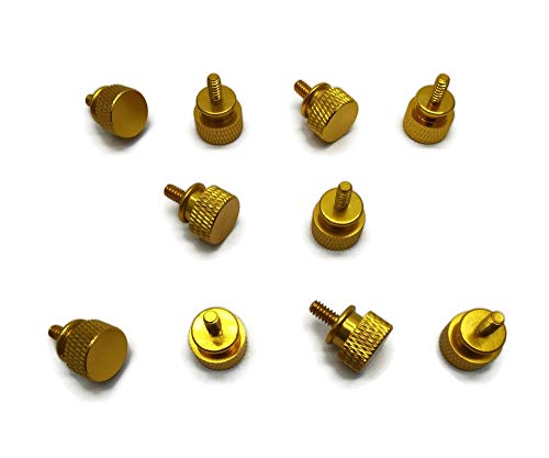 Primeonly27 10x Anodized Aluminum Computer Case Thumbscrews 6-32 Thread Computer Cover Power Supply PCI Slots Hard Drives DIY Gold
