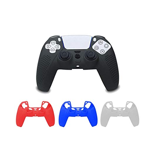 Soft Anti-Slip Silicone Protective Case Cover Skin Grip with Joystick Caps for PS5 Controller Gamepad (Black)