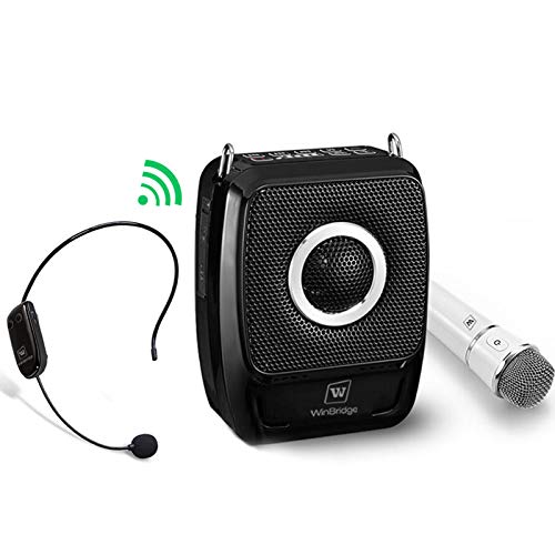W WINBRIDGE S92 Pro Portable PA System -25W Bluetooth Speaker with Dual Wireless Microphones, Wireless Voice Amplifier with Headset Mic and Handheld