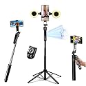 Euoto Auto Face Tracking Selfie Stick Tripod for iPhone with Light 360 Rotation that Follows Your Movement 70.9" Camera Tripod Stand with Remote