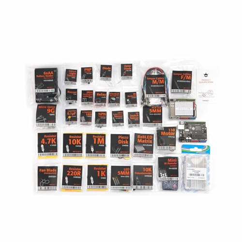 DFRobot Advanced Electronics Starter Kit with 30 Projects & 190+ Components | STEM Learning Kit for Adults & Makers with Servo, Motor, IR Remote, LED