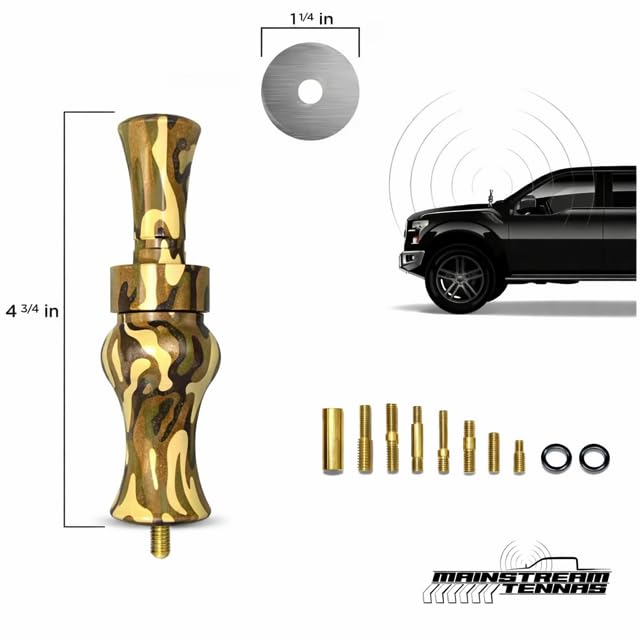 Duck Call Truck Antenna, Short 5.5 Inch Heavy Duty Anodized Aluminum Radio Antenna, Universal Kit Fits Most Trucks Including F150, F250, Clear Signal