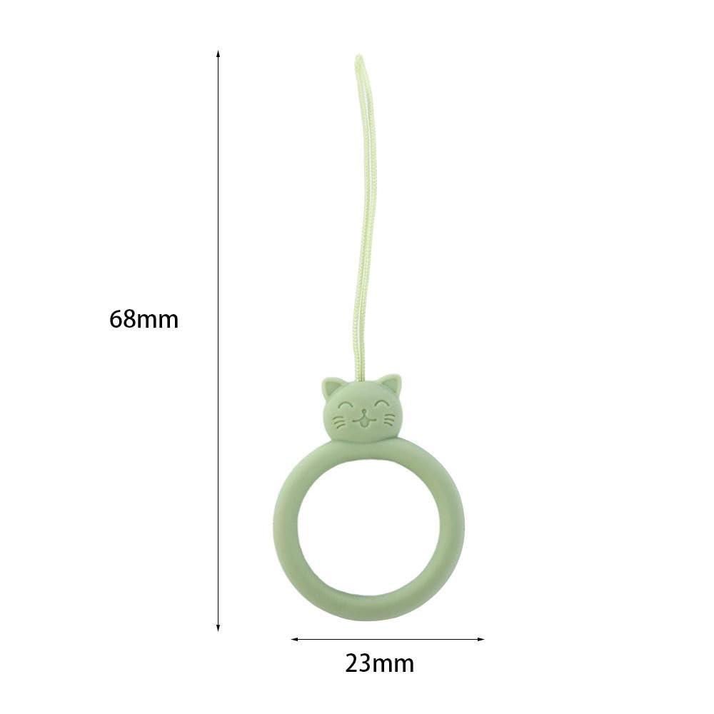 Kopida 11 Pcs Silicone Lanyard Finger Strap, Multicolor Mobile Phone Pendant Finger Ring, Creative Cartoon Cat Lanyard Hanging Rope for U Disk, Mobile