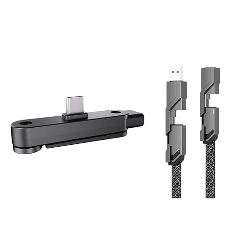 Fast Charging Adapter with 360° Foldable Phone Stand, 2026 New Invisible Holder Charger Cable, 240W 180-Degree Elbow USB C Cable, for Gaming Office