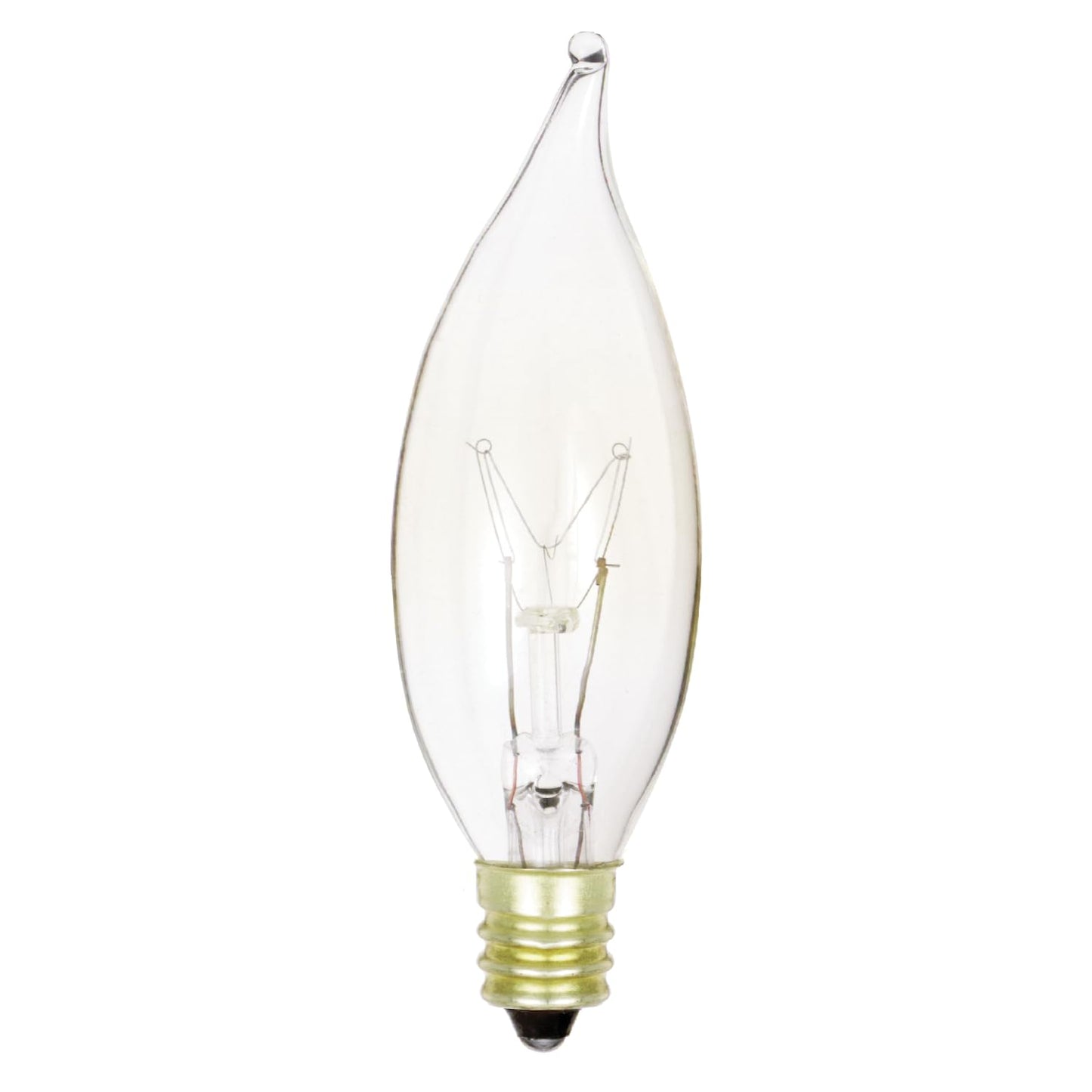 KOR 15W Clear Flame Tip Incandescent Bulbs, Candelabra E12, 12-Pack