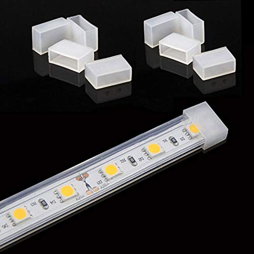 MSDUSA 50 Pack End Cap Cover with Sealant for 10mm Wide Waterproof Silicone LED Strip Light