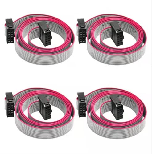 SJZBIN 4pcs Flat Ribbon Cable Connector 2.54 mm Pitch Dual Row 10 Pin Female to Female IDC Ribbon Connector 100cm