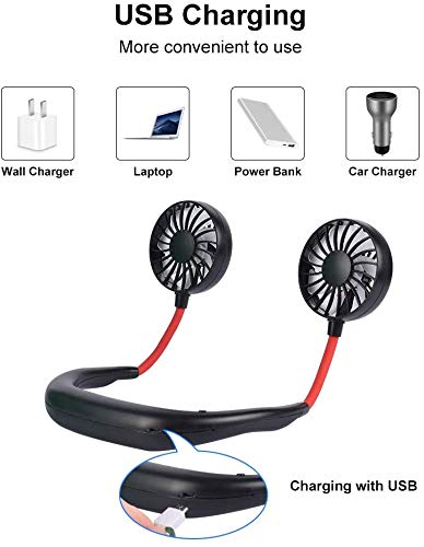 Neck Fan Portable- Neckband Fan USB Charging Hand Free - Personal Perfume Mini Sport Fan - Rechargeable with 3 Speeds Adjustable and LED Light