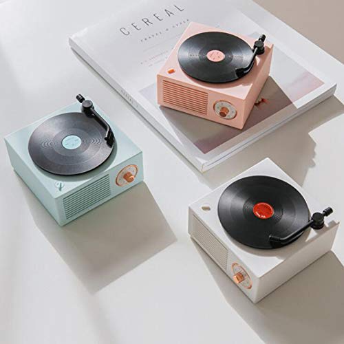 Old Fashioned Classic Style Bluetooth Speaker Pink Vinly Record Player Style Cute Look Creative Gift for Girls Bass Enhancement Loud Volume Speaker