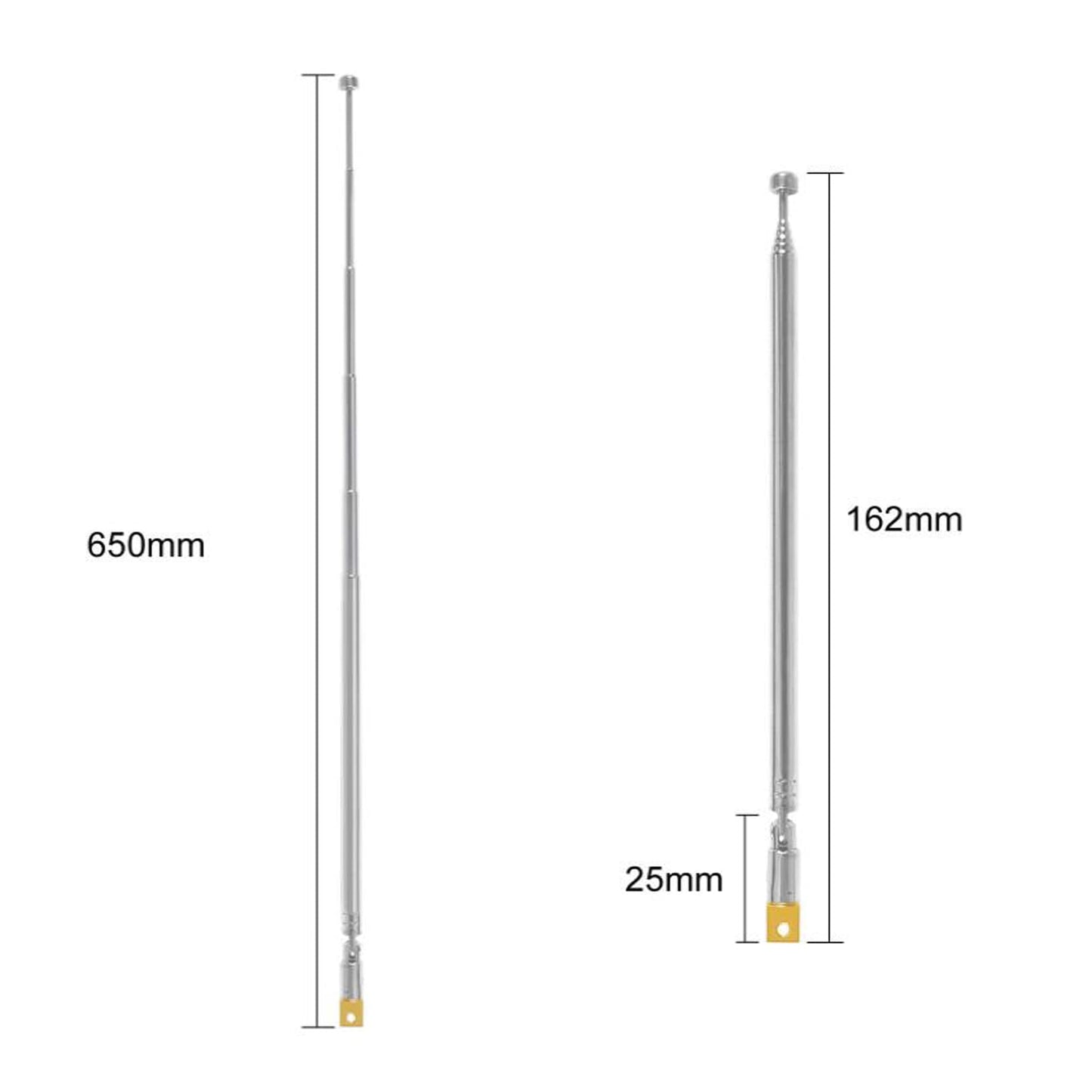 AEDIKO 5pcs Telescopic Antenna 6 Sections 65cm AM FM Antenna Portable Radio Antenna Replacement for Radio, TV and Other Electric Products