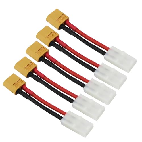 Yiqigou 5-Pack XT60 Plug Male Connector to BigStyleTamiya Plug Female Connector Wired Adapter with 3.93inch 14AWG Silicone Wire