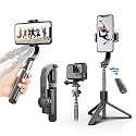 Gimbal Stabilizer for Smartphone ?with Retractable Selfie Stick and Tripod?1-Axis Multifunction Remote 360°Automatic Rotation? Auto Balance