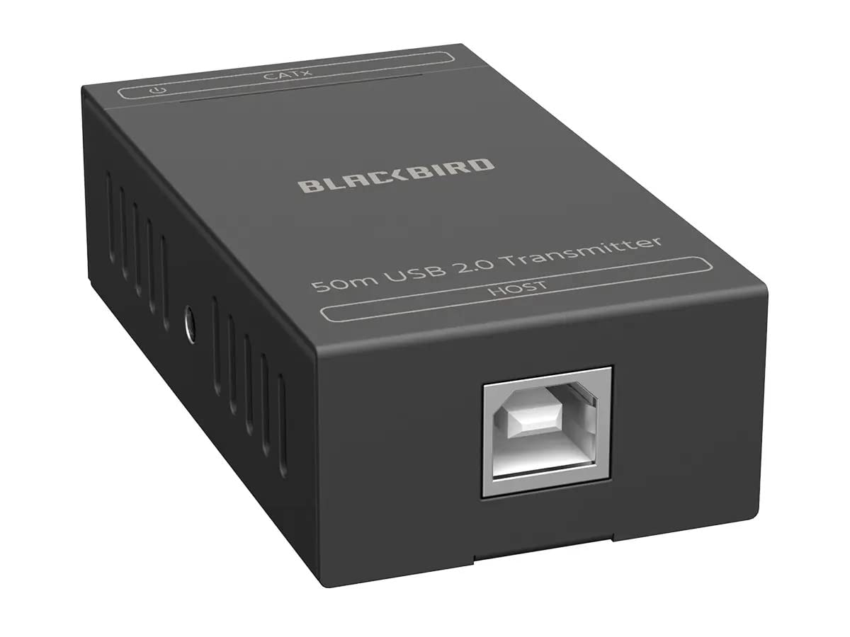 Monoprice Blackbird 4-Port USB 2.0 Extender Over Cat5e/Cat6-50 Meters (164 Feet) Plug and Play, No Driver, Supports Up to 480Mbps, for Windows, MacOS
