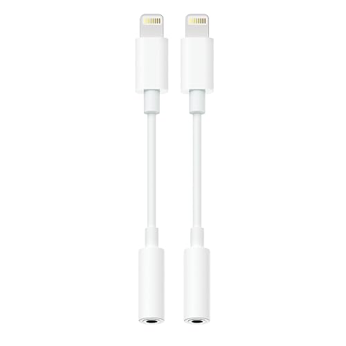 Lightning to 3.5mm Headphone Adapter for iPhone - 2 Pack Hi-Fi iPhone Aux Adapter Converter Jack Dongle Audio Cord for Apple iPhone 14 13 12 11 X XS