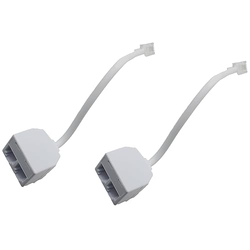 SYCZIOHU RJ11 6P4C Male to Dual Female Cable Two Way Telephone Splitter for Telephone, Fax and Modem (2 PCS)
