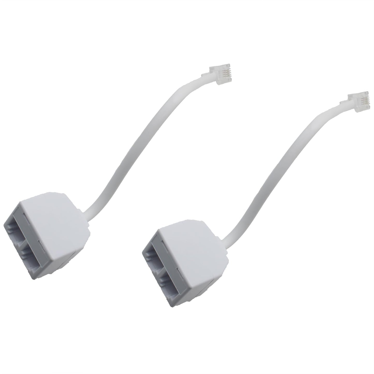 SYCZIOHU RJ11 6P4C Male to Dual Female Cable Two Way Telephone Splitter for Telephone, Fax and Modem (2 PCS)