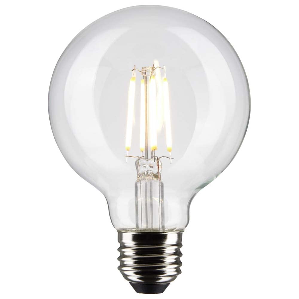 Satco S21234 6 Watt LED G25 Clear Globe Filament Light Bulb 2700K Warm White Dimmable E26 Medium Base Wet Location 120V - 6 Pack
