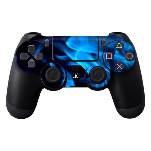 MightySkins Skin Compatible with Sony PS4 Controller - Blue Flames | Protective, Durable, and Unique Vinyl Decal wrap Cover | Easy to Apply, Remove