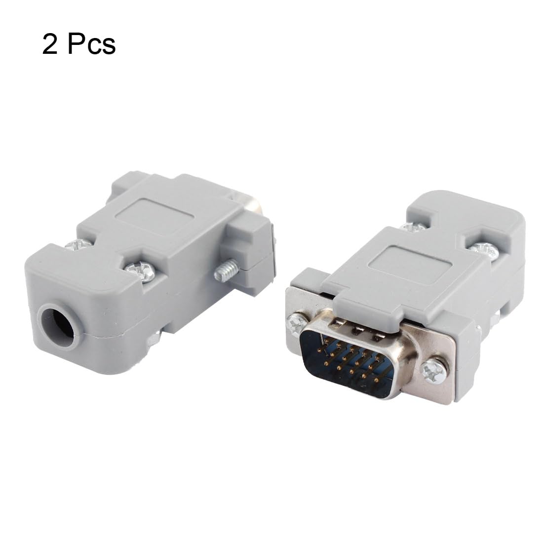 uxcell Hood Shell D-SUB DB15 15-Pin Male Solder Wire End VGA Connector 2pcs