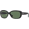 Ray-Ban Women's RB4101 Jackie Ohh Butterfly Sunglasses, Black/Dark Green, 58 mm