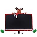SUSHAFEN 1 Pack Christmas Computer Monitor Border Cover TV Monitor Cover Elastic Laptop Computer Cover for Xmas Home Office Computer Decoration-Elk
