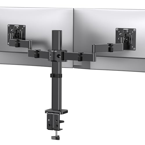 ErGear Dual Monitor Stand for 17-32 inch, Dual Monitor Mount with Adjustable Tilt, Swivel, Rotation, Tiered Arms for Extra Height, Supports 22 lbs per