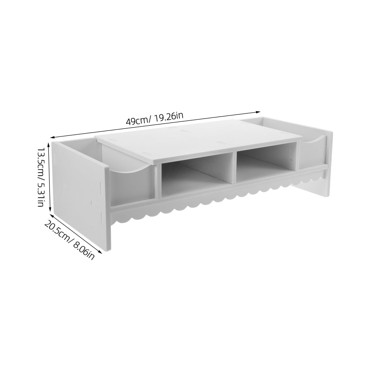 STOBOK Monitor Stand with Drawer Laptop PC Monitor Riser Rack Holder Desk Organizer Tabletop Storage Cabinet Wooden White