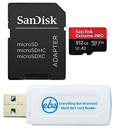 SanDisk 512GB microSD Extreme PRO Memory Card with Adapter Compatible with DJI OSMO Pocket 3 Gimbal Camera (SDSQXCD-512G-GN6MA) Bundle with (1)