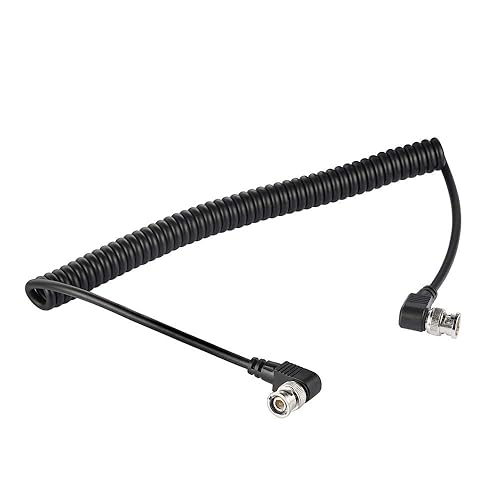 Superbat BNC Cable Coiled 3G/HD SDI Cable 3ft 75 Ohm BNC Jumper Right Angle for Cameras and Video Equipment?Support HD-SDI/3G-SDI?SDI Cord