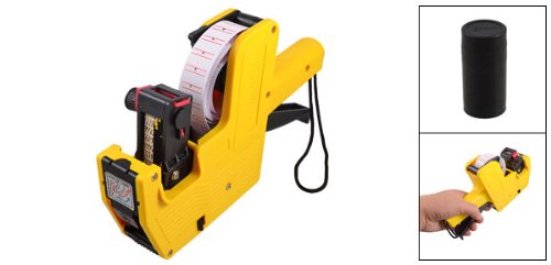 uxcell Plastic Cover 8 Digits Handheld Shopping Price Labeller Tag w Ink Roller Yellow