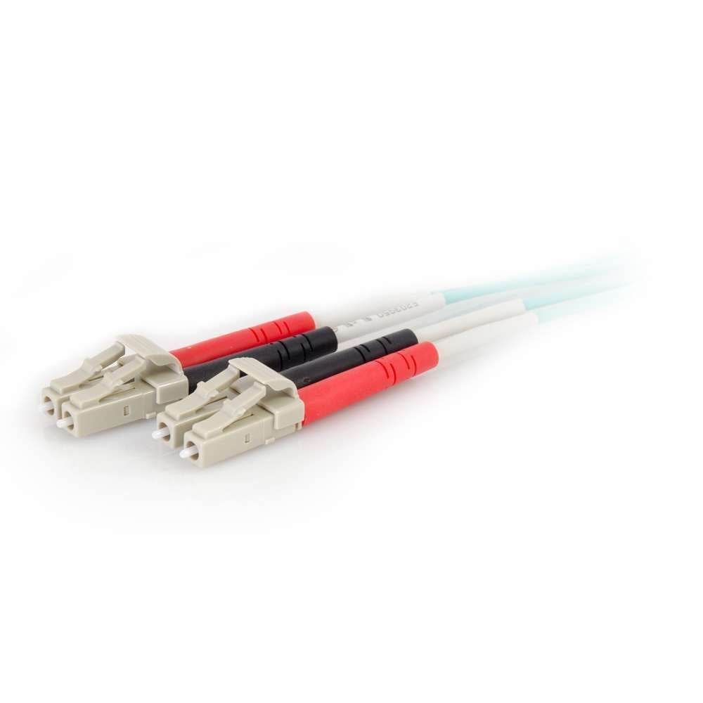 C2G 01002 OM4 Fiber Optic Cable - LC-LC 50/125 Duplex Multimode PVC Fiber Cable, Aqua (19.7 Feet, 6 Meters)