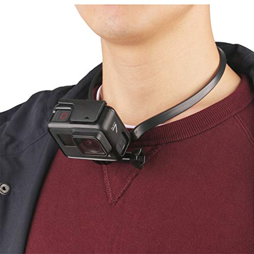 Smartphone Selfie Neck Holder Mount for GoPro Action Camera and Cell Phone Video Shooting Accessories (Black)