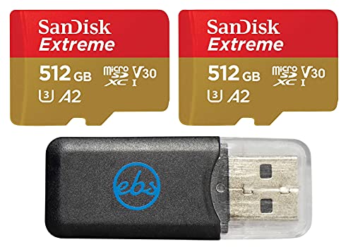 SanDisk Micro Extreme 512GB SDXC UHS-I U3 V30 Memory Card (2) Works with Camera GoPro Action Camera Hero 12 Black (SDSQXAV-512G-GN6MN) Bundle with (1)