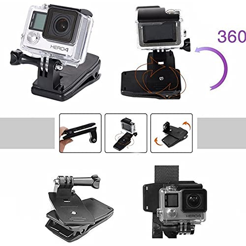 Acxico 2Pcs 360 Rotary Backpack Hat Mounts Clip Fast Clamp Mount for GoPro Hero 2 3 3+ 4
