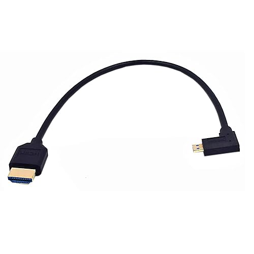 Kework 1ft Micro HDMI to HDMI 8K Cable, 2.1 Version 48Gpbs Right Angle Micro HDMI Male to Straight HDMI Male UHD 3D Cable for Xbox PS4 PS5 TV Switch