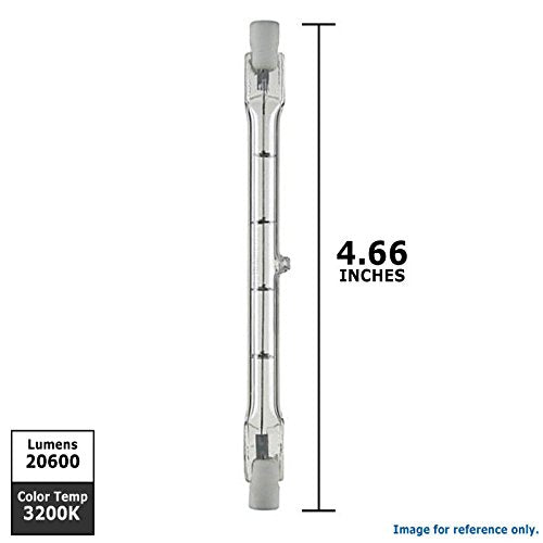 USHIO 1000299 BASE R7S-12, BULB FINISH CLEAR, BURN POSITION H4, COLOR TEMP 3200, EJG, FILAMENT C-8, HALOGEN LIGHT BULB, JP120V-750WC, LIFE 400