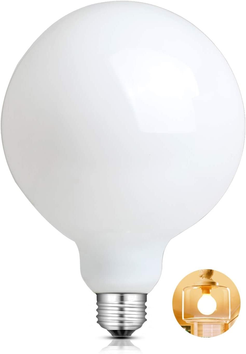 CtrlCV LED Light Bulbs, G125 Globe Bulb,10w Globe Light Bulb, Warm White Light 2700k LED Bulbs,Non-Dimmable,E26 Base Large Light Bulb,Milky White Led