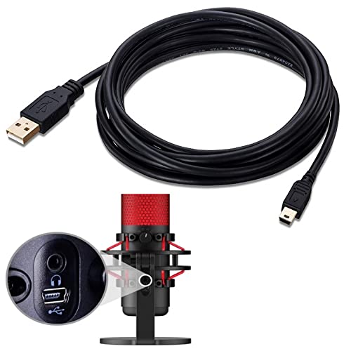 ienza Long 10FT Mini-B USB Cable Cord Wire for HyperX Quadcast USB Condenser Gaming Microphone (Note: Not for QuadCast S, Not Compatible with All
