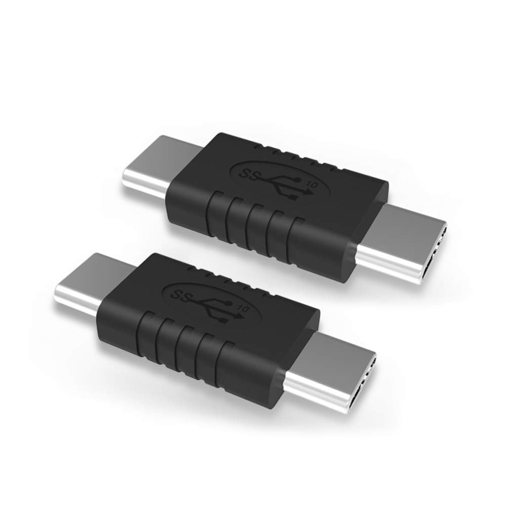 rgzhihuifz Type C Male to Type C Male Adapter Support Data Synchronization and Charging USB C to USB C Cable 3.1 Gen 2 10Gbps 60W Converter, 2-Pack