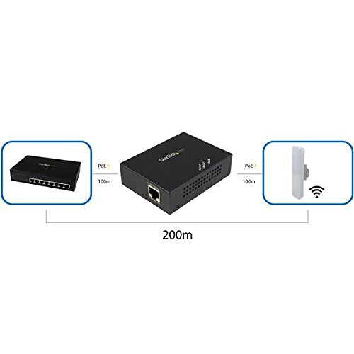 StarTech.com 1 Port Gigabit PoE+ Extender 802.3at & 802.3af - 100m (330ft) - Power over Ethernet Extender - PoE Repeater Network Extender , TAA