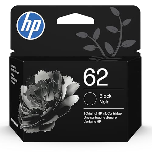 HP 62 Black Ink Cartridge | Works with Envy 5540, 5640, 5660, 7640, OfficeJet 5740, 8040, Mobile 200, 250 | C2P04AN | Packaging May Vary