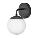 Lark Julep Single Bath Vanity Light, Art Deco Globe, Modern Style, Black