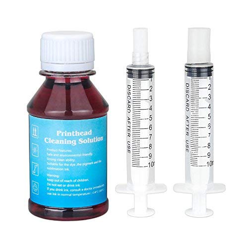 Printhead Cleaner, TBTeekk Inkjet Printer Cleaning Fluid for HP Print Head Nozzles 100ml Cleaner Kit - Red